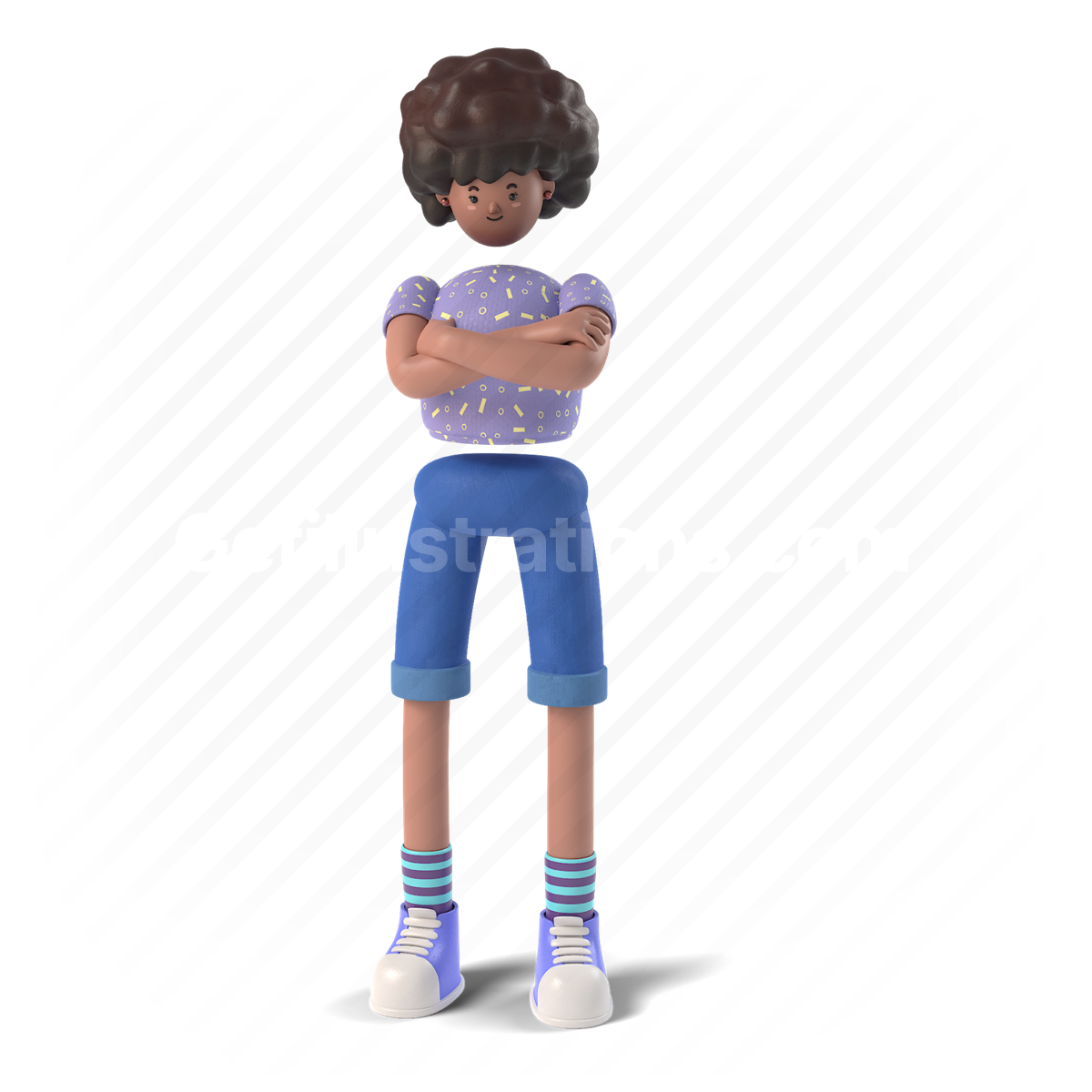 3d, people, person, character, african american, woman, arms crossed